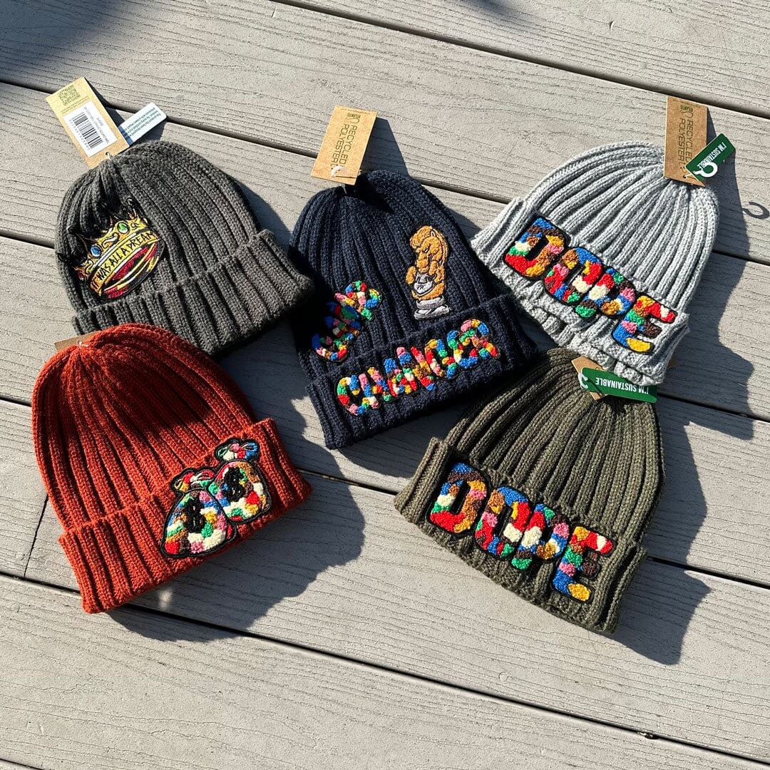 Sustainable Cable Knit Chenille Money Bag Beanie - Rebel P Customs